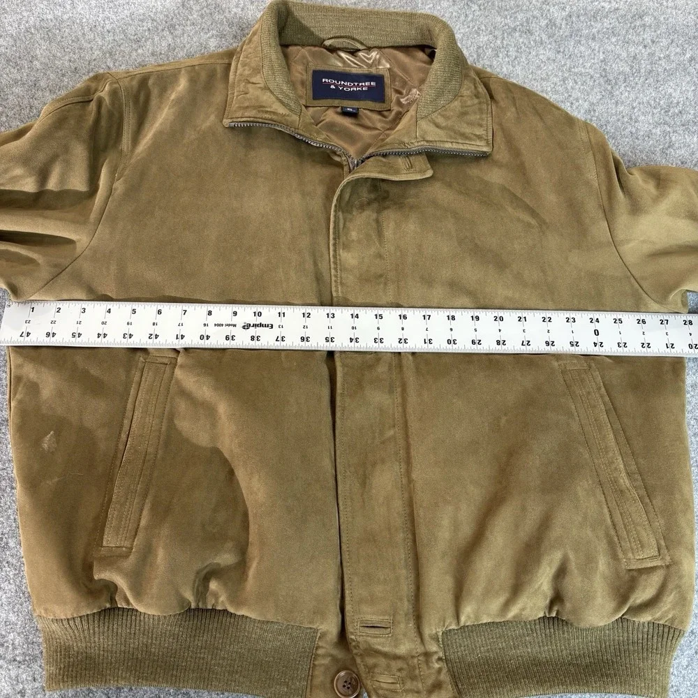 Roundtree & Yorke Mens Bomber Jacket Xl Thinsulate Insulated Full Zip Suede Look - Picture 12 of 16